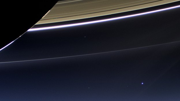Earth from Saturn by Cassini